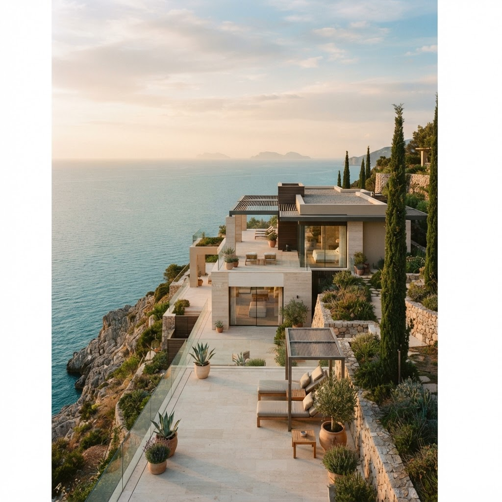 Villa mediterranea sulla costa tirrenica